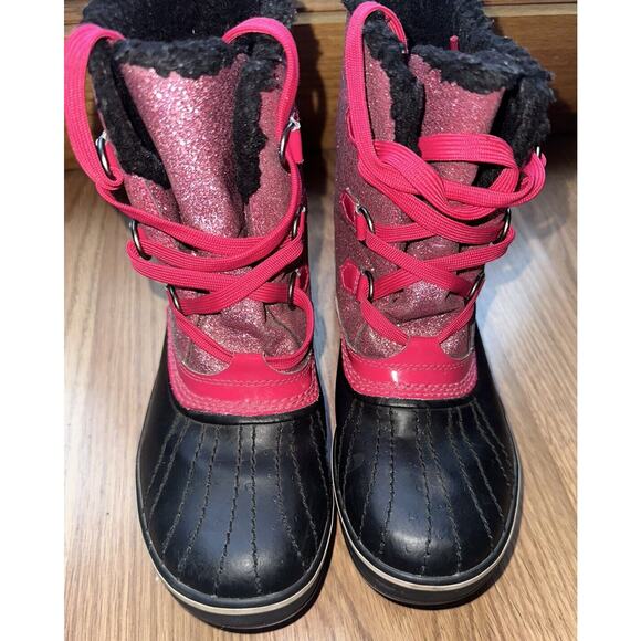 Sorel Tivoli Insulated Winter Boots Pink Sparkle Youth Size 6 Girls Waterproof - Picture 5 of 10